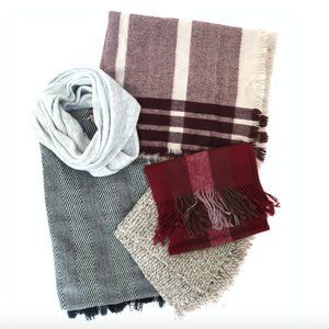 Lot of 5 Scarves Bundle plaid stripe fringe infinity